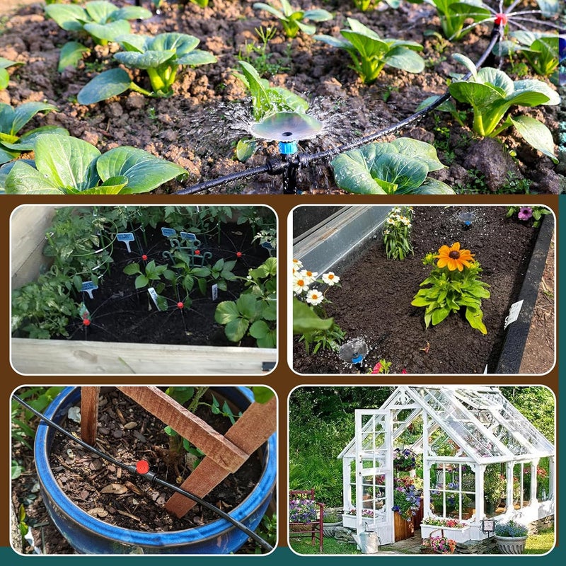 Eledom 55FT Quick-Connect Drip Irrigation Kit, Garden Watering System DIY Automatic Irrigation Equipment Set for Lawn Raised Bed Greenhouse Plant Watering with 1/4'' Tubing, Drip Emitters, Connectors - Image 5